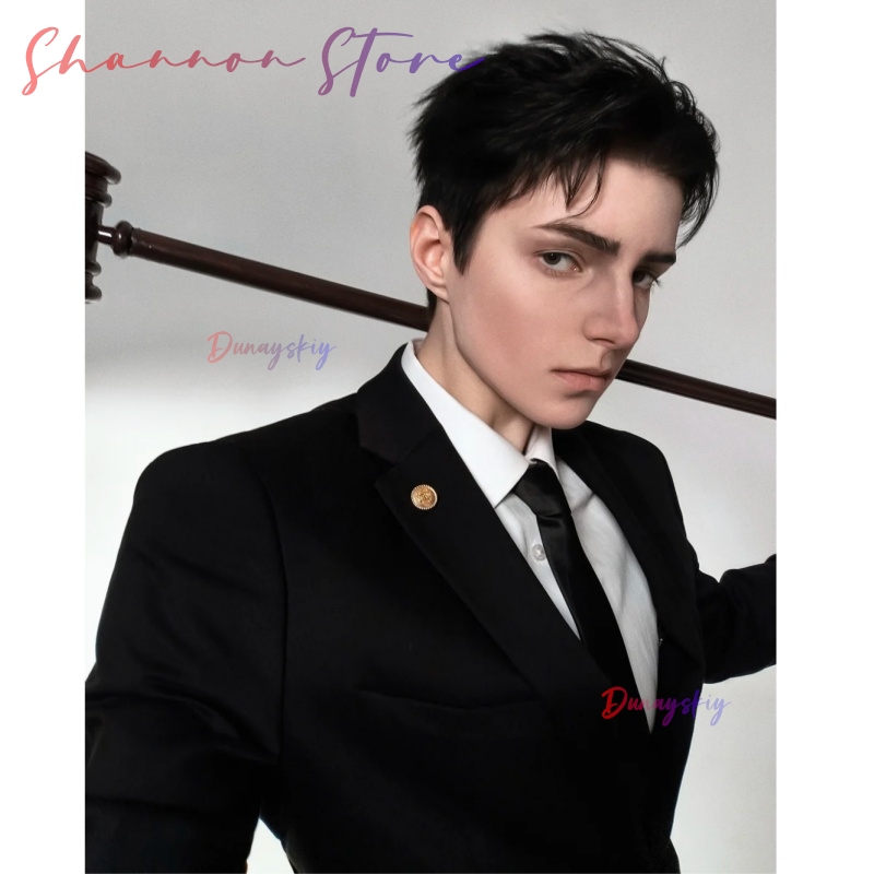 Cosplay Anime Black Hair - Peruka Hiromi Higuruma, krótka, czarna, zgrabna,