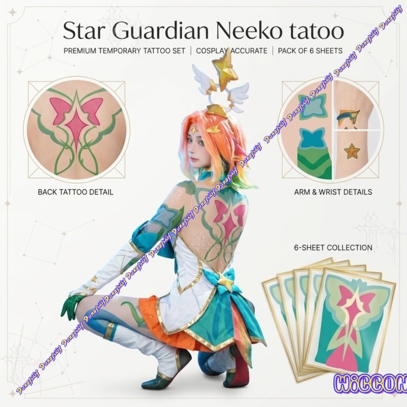Anime Cosplay Photo - Tymczasowe tatuaże Star Guardian Neeko na