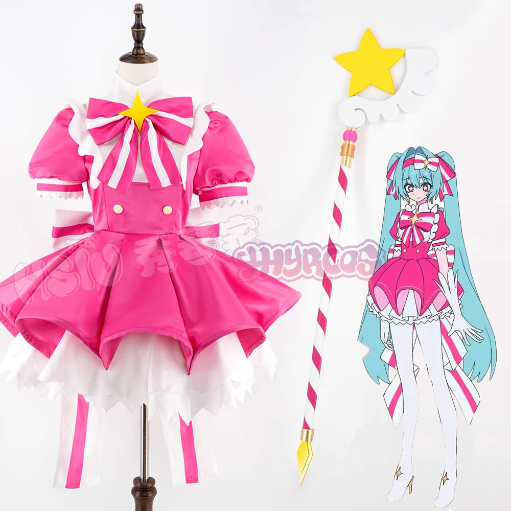 Anime Cosplay Japanese Girl - Kostiumy cosplay MMiku Retry, peruka, różowe