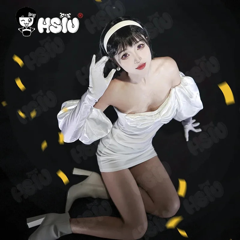 Cosplay Anime Black Hair - Anime kosmiczny kostium sceniczny Biała sukienka