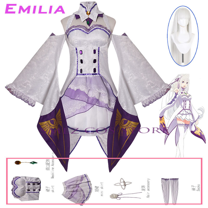 Emilia Cosplay Anime Re:Zero K – Anime Cosplay Dresses recenzja i cena