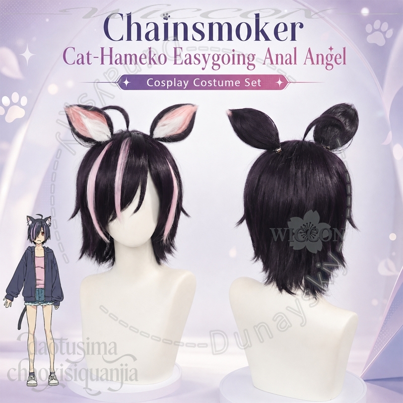 Anime Chainsmoker Kot Cosplay  – Cosplay Anime Black Hair recenzja i cena